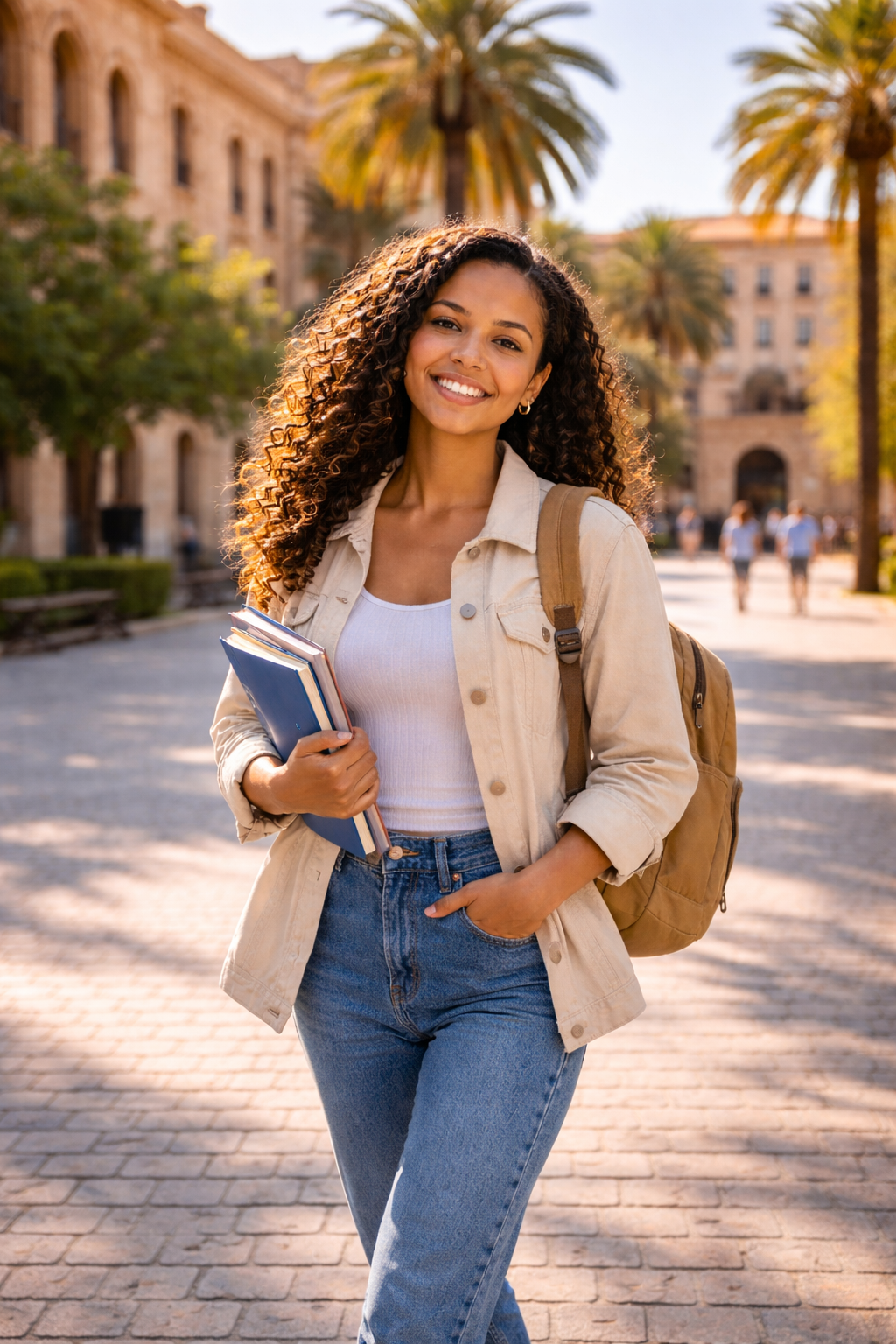 Estudiante internacional exitoso celebrando su admisión universitaria en España